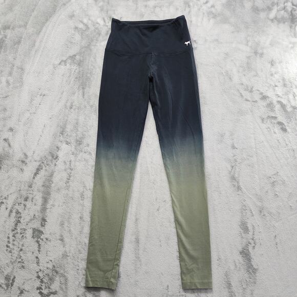 PINK Victoria's Secret Leggings Size XS Black Green Ombre High Waist Spell Out - Picture 1 of 12